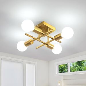 Comely Sputnik industriële kroonluchter, 4 Lichten E27 Vintage Gouden Plafondlamp, IJzeren Plafondlamp voor Hal, Slaapkamer, Woonkamer, Keuken Comely Sputnik industriële kroonluchter, 4 Lichten E27 Vintage Gouden Plafondlamp, IJzeren Plafondlamp voor Hal, Slaapkamer, Woonkamer, Keuken