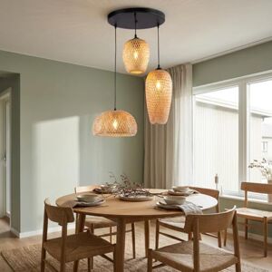 B·LED BARCELONA LED Rotan Hanglamp "Trisa" – Handgemaakt – 3 Lampenkappen – Boho of Rustieke Stijl – Ø50cm – E27 max 40W – Natuurlijke Plafondlamp B·LED BARCELONA LED Rotan Hanglamp "Trisa" – Handgemaakt – 3 Lampenkappen – Boho of Rustieke Stijl – Ø50cm – E27 max 40W – Natuurlijke Plafondlamp