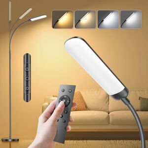YICAIZI 17W Dimbare LED Vloerlamp met Afstandsbediening 1200 Lumen, 4 Kleurtemperaturen & 4 Helderheidsstanden Perfect voor Woonkamer, Slaapkamer, Kantoor Zwart YICAIZI 17W Dimbare LED Vloerlamp met Afstandsbediening 1200 Lumen, 4 Kleurtemperaturen & 4 Helderheidsstanden Perfect voor Woonkamer, Slaapkamer, Kantoor Zwart