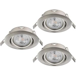 Eglo set van 3 LED inbouwspots Favazzina, ronde platte metalen spots in zilver, incl. GU10 lampen, warmwit, Ø 8,8 cm Eglo set van 3 LED inbouwspots Favazzina, ronde platte metalen spots in zilver, incl. GU10 lampen, warmwit, Ø 8,8 cm