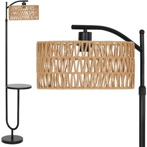 LuminexDesigns Vloerlamp met E27-fitting, hoogte 165 cm, bijzettafel met USB- en Type-C-poorten, stoffen kap Ø 33 cm, voetschakelaar, ideaal voor woonkamer en slaapkamer LuminexDesigns Vloerlamp met E27-fitting, hoogte 165 cm, bijzettafel met USB- en Type-C-poorten, stoffen kap Ø 33 cm, voetschakelaar, ideaal voor woonkamer en slaapkamer