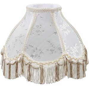 Creative 55004, Handgenaaide Sint-jakobsschelp Dome Overgang UNO Fringe Lampenkap, ivoor Jacquard Stof, 4 "Top x 10" Bottom x 7" Hoogte, Slip UNO 33mm Creative 55004, Handgenaaide Sint-jakobsschelp Dome Overgang UNO Fringe Lampenkap, ivoor Jacquard Stof, 4 "Top x 10" Bottom x 7" Hoogte, Slip UNO 33mm