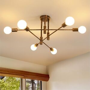 Comely Industriële Plafondlamp, E27 Vintage Plafond Kroonluchter met 180° Verstelbare Hoek, Sputnik Metalen Plafondlamp 6 Lampen voor Woonkamer Slaapkamer Keuken Hal, Brons Comely Industriële Plafondlamp, E27 Vintage Plafond Kroonluchter met 180° Verstelbare Hoek, Sputnik Metalen Plafondlamp 6 Lampen voor Woonkamer Slaapkamer Keuken Hal, Brons