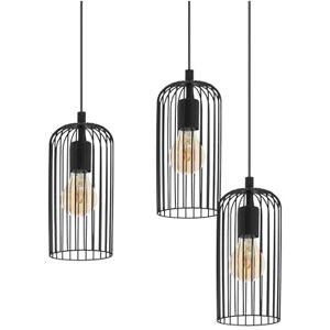 Eglo Roccamena Hanglamp, 3-lichts clusterhanglamp voor eettafel, eetkamerlamp van metaal in zwart, industriële E27-fitting, Ø 61,5 cm Eglo Roccamena Hanglamp, 3-lichts clusterhanglamp voor eettafel, eetkamerlamp van metaal in zwart, industriële E27-fitting, Ø 61,5 cm