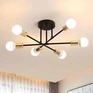 Osairous Moderne Plafondlamp, Woonkamerlamp Diameter 52cm, Retro Industriële Plafondlamp 6 Koppen, Zwarte Metalen Plafondlamp voor Woonkamer Slaapkamer Keuken (Zonder Lamp) Osairous Moderne Plafondlamp, Woonkamerlamp Diameter 52cm, Retro Industriële Plafondlamp 6 Koppen, Zwarte Metalen Plafondlamp voor Woonkamer Slaapkamer Keuken (Zonder Lamp)