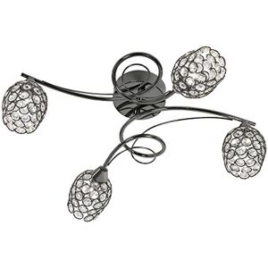 Oaks Lighting Alaska plafondlamp in zwarte chromen afwerking, incl. glazen lampenkappen, met kralen Oaks Lighting Alaska plafondlamp in zwarte chromen afwerking, incl. glazen lampenkappen, met kralen