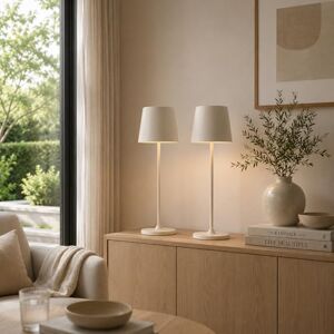 Lightbox set van 2 LED tafellampen voor binnen & buiten 37 cm / 23 cm hoogte, Ø 10cm beige tafellampen voor buiten met touchdimmer mobiel/draadloos/draagbaar oplaadbaar via USB / Lightbox set van 2 LED tafellampen voor binnen & buiten 37 cm / 23 cm hoogte, Ø 10cm beige tafellampen voor buiten met touchdimmer mobiel/draadloos/draagbaar oplaadbaar via USB /