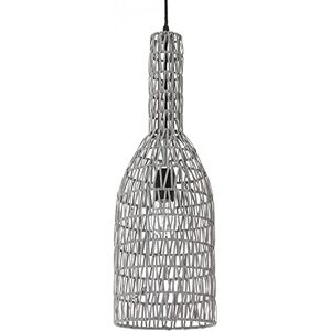 LUSSIOL 250271 Hanglamp, rotan, 60 W, grijs, ø 15 x H 60 cm LUSSIOL 250271 Hanglamp, rotan, 60 W, grijs, ø 15 x H 60 cm