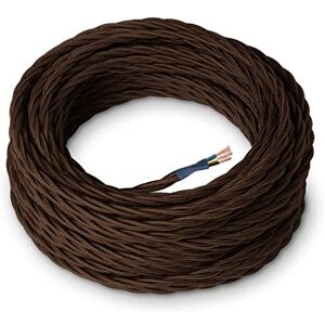 AMARCORDS Textielkabel, bruin, gevlochten, zijde, 20 meter, met aarding 3 x 0,75 mm – met gekleurde stoffen ommantelingsdraad in vintage-stijl voor kroonluchters en wandlampen. AMARCORDS Textielkabel, bruin, gevlochten, zijde, 20 meter, met aarding 3 x 0,75 mm – met gekleurde stoffen ommantelingsdraad in vintage-stijl voor kroonluchters en wandlampen.