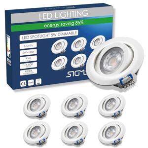 Sigmaled lighting , Inbouw LED SPOTLIGHT 5W Dimbaar 450lm, Neutraal Wit 4000K, Inbouwgat Ø70-80mm, 220V-240V AC, Verstelbare LED INBOUWSPOT, 6 stuks Sigmaled lighting , Inbouw LED SPOTLIGHT 5W Dimbaar 450lm, Neutraal Wit 4000K, Inbouwgat Ø70-80mm, 220V-240V AC, Verstelbare LED INBOUWSPOT, 6 stuks