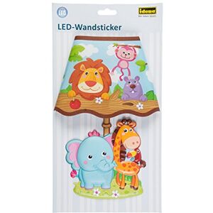 Idena 31253 LED muursticker lamp wilde dieren, met lichtsensor, ca. 31 x 18 cm, ideaal als nachtlampje in de kinderkamer Idena 31253 LED muursticker lamp wilde dieren, met lichtsensor, ca. 31 x 18 cm, ideaal als nachtlampje in de kinderkamer