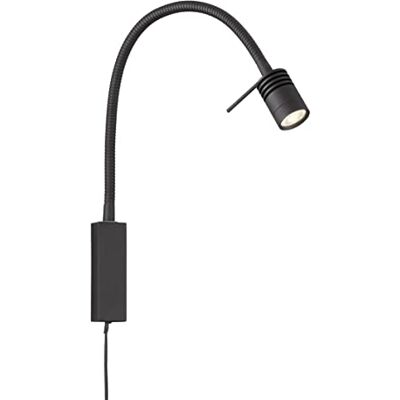 Fischer & Honsel Wandspot flex, bedlamp, Seng zandzwart B: 4,00 cm, H: 40,00 cm, uitl. wand: 40,00 cm snoerschakelaar 1x LED 4,5 Watt 2700 550 lm EEG: 30427 Fischer & Honsel Wandspot flex, bedlamp, Seng zandzwart B: 4,00 cm, H: 40,00 cm, uitl. wand: 40,00 cm snoerschakelaar 1x LED 4,5 Watt 2700 550 lm EEG: 30427