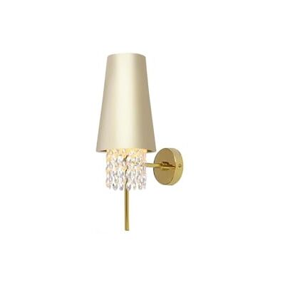 GTV NESTO Wandlamp, crèmekleurige metalen kap met kristallen hangers, gouden details, 1x E27 tot 40 W, 220-240 V, IP20, 33,5 x 17,5 cm, extra verlichting voor slaapkamer, hal en woonkamer GTV NESTO Wandlamp, crèmekleurige metalen kap met kristallen hangers, gouden details, 1x E27 tot 40 W, 220-240 V, IP20, 33,5 x 17,5 cm, extra verlichting voor slaapkamer, hal en woonkamer
