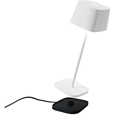 Zafferano , Ofelia Lamp, Oplaadbare, Snoerloze Tafellamp met Touchbediening, Ook te gebruiken als Buitenlamp, Dimmer, 2200-3000 K, Hoogte 29 cm, Witte kleur Zafferano , Ofelia Lamp, Oplaadbare, Snoerloze Tafellamp met Touchbediening, Ook te gebruiken als Buitenlamp, Dimmer, 2200-3000 K, Hoogte 29 cm, Witte kleur