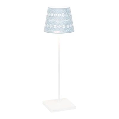 Zafferano , Poldina Pro Lamp met Kap, Snoerloze en Oplaadbare Tafellamp met Touch Control, Buitenlamp, Dimmer, 2200-3000 K, Hoogte 38 cm, Kleur Wit Sneeuwvlokken Zafferano , Poldina Pro Lamp met Kap, Snoerloze en Oplaadbare Tafellamp met Touch Control, Buitenlamp, Dimmer, 2200-3000 K, Hoogte 38 cm, Kleur Wit Sneeuwvlokken