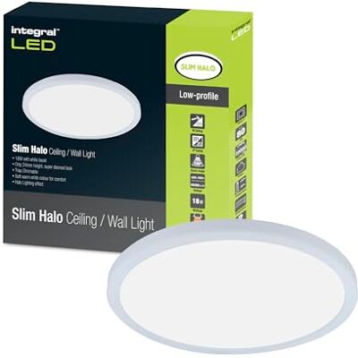 Integral Dimbare led-plafond- en wandlamp, 18 W, 1500 lm, diameter 291 mm, modern rond design, superdun, witte lunette, ideaal voor slaapkamer, keuken, woonkamer, werkkamer en hal Integral Dimbare led-plafond- en wandlamp, 18 W, 1500 lm, diameter 291 mm, modern rond design, superdun, witte lunette, ideaal voor slaapkamer, keuken, woonkamer, werkkamer en hal