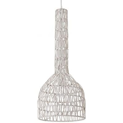LUSSIOL Hanglamp Laila, rotan, 60 W, wit, ø 23 x H 60 cm LUSSIOL Hanglamp Laila, rotan, 60 W, wit, ø 23 x H 60 cm