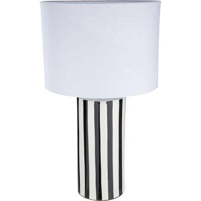 GILDE Tafellamp Stripes van keramiek cilindrisch geglazuurd gestreept patroon zwart wit hoogte 47cm x Ø 27cm zonder lampen GILDE Tafellamp Stripes van keramiek cilindrisch geglazuurd gestreept patroon zwart wit hoogte 47cm x Ø 27cm zonder lampen