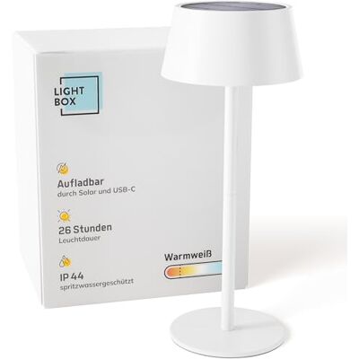 Lightbox LED tafellamp voor buiten Ø 13 cm draadloze buitenlamp op LED tafellamp voor buiten, op zonne-energie, 3-traps dimmer, 30cm, Ø13cm, 300lm, wit Lightbox LED tafellamp voor buiten Ø 13 cm draadloze buitenlamp op LED tafellamp voor buiten, op zonne-energie, 3-traps dimmer, 30cm, Ø13cm, 300lm, wit