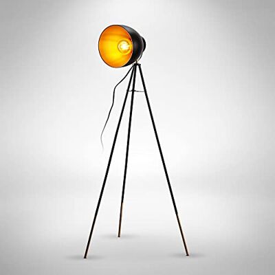B.K.Licht I Vloerlamp I retro lamp voor woonkamer I zwart goud I industrieel staande lamp I staanlamp voor binnen I driepoot I staande lampen I leeslamp I h: 136cm I met 1 lichts I E27 fitting I excl. lichtbron I vintage vloerlampen B.K.Licht I Vloerlamp I retro lamp voor woonkamer I zwart goud I industrieel staande lamp I staanlamp voor binnen I driepoot I staande lampen I leeslamp I h: 136cm I met 1 lichts I E27 fitting I excl. lichtbron I vintage vloerlampen