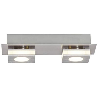 Brilliant G67429/21 Transit LED wand- en plafondlamp, 2 x 4 W, 2 x 320 lm, 3000 K, aluminium/kunststof/nikkel, warm wit Brilliant G67429/21 Transit LED wand- en plafondlamp, 2 x 4 W, 2 x 320 lm, 3000 K, aluminium/kunststof/nikkel, warm wit