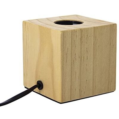 Xanlite Kubusvormige tafellamp in hout, E27 basis compatibel, IP20, 60 W max vermogen Xanlite Kubusvormige tafellamp in hout, E27 basis compatibel, IP20, 60 W max vermogen