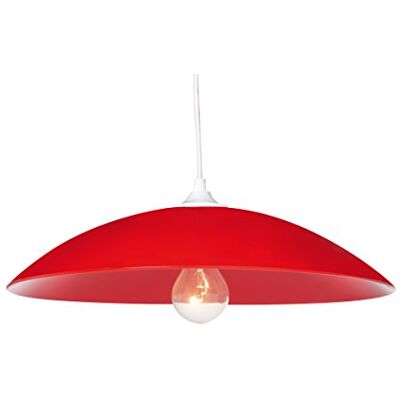 LUSSIOL Mondo Colors hanglamp glas 75 W rood Ø 37 x H 12 cm LUSSIOL Mondo Colors hanglamp glas 75 W rood Ø 37 x H 12 cm