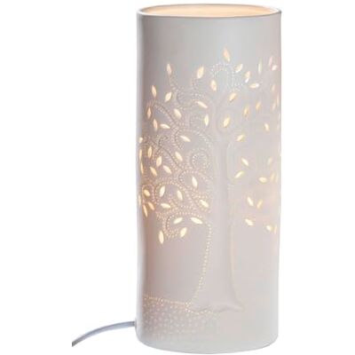 GILDE Tafellamp porselein wit lamp levensboom motief hoogte 28 cm stijlvolle verlichting decoratie woonkamer slaapkamer GILDE Tafellamp porselein wit lamp levensboom motief hoogte 28 cm stijlvolle verlichting decoratie woonkamer slaapkamer