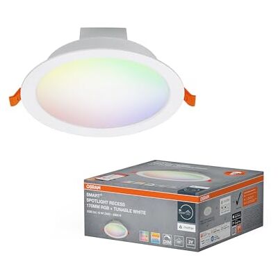 OSRAM SMART+ Matter Inbouw LED Downlight Wit 170mm, 12W, 1200lm, RGB+TW 3000-6500K, WiFi, Alexa, 110°, Ingebouwd OSRAM SMART+ Matter Inbouw LED Downlight Wit 170mm, 12W, 1200lm, RGB+TW 3000-6500K, WiFi, Alexa, 110°, Ingebouwd
