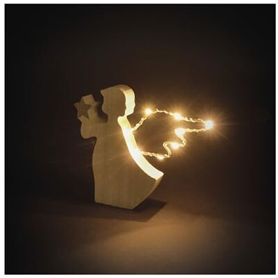 EMOS Houten engel met ster en lichtgevende vleugels Houten decoratie met 8 LED's, warm wit 6/18h timer, werkt op batterijen (2x AAA) Levensduur 10.000 uur voor binnenshuis Natuurlijk hout EMOS Houten engel met ster en lichtgevende vleugels Houten decoratie met 8 LED's, warm wit 6/18h timer, werkt op batterijen (2x AAA) Levensduur 10.000 uur voor binnenshuis Natuurlijk hout