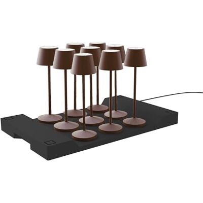 Lumisky Set van 9 EMILY VINTAGE H25cm draadloze led-tafellampen warmwit dimbaar met laadplaat Lumisky Set van 9 EMILY VINTAGE H25cm draadloze led-tafellampen warmwit dimbaar met laadplaat