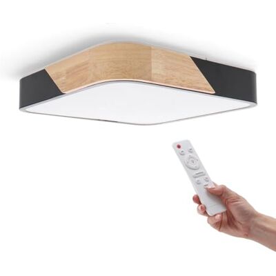 Iluminashop Vierkante houten LED plafondlamp - verstelbare CCT - 24W Iluminashop Vierkante houten LED plafondlamp - verstelbare CCT - 24W