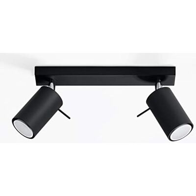 SOLLUX lighting MIALUX Plaza Plafondlamp, binnen, zwart, rond, 2 x GU10 tot max. 40 W, 230 V, IP20, woonkamer, slaapkamer, trappenhuis, hal, energieklasse A++ SOLLUX lighting MIALUX Plaza Plafondlamp, binnen, zwart, rond, 2 x GU10 tot max. 40 W, 230 V, IP20, woonkamer, slaapkamer, trappenhuis, hal, energieklasse A++