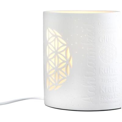 GILDE Tafellamp AchtsamZeit porselein ovaal wit met spreuk hoogte 20cm x breedte 17cm decoratieve lamp GILDE Tafellamp AchtsamZeit porselein ovaal wit met spreuk hoogte 20cm x breedte 17cm decoratieve lamp