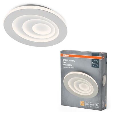 OSRAM ORBIS SPIRAL OVAL LED plafondlamp 360mm, wit, 27W, 2400lm, lichtkleur warmwit, effectieve indirecte lichtverdeling, long life, LED module, ovaal, IP20, 3000K. OSRAM ORBIS SPIRAL OVAL LED plafondlamp 360mm, wit, 27W, 2400lm, lichtkleur warmwit, effectieve indirecte lichtverdeling, long life, LED module, ovaal, IP20, 3000K.
