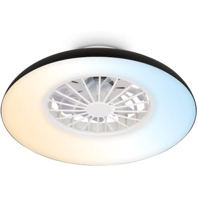 Briloner Plafond ventilator LED met verlichting, afstandsbediening, stille DC-motor met 5 snelheden, CCT en dimbaar licht, plafondlamp ventilator voor slaapkamer, 38 x 14 cm, zwart Briloner Plafond ventilator LED met verlichting, afstandsbediening, stille DC-motor met 5 snelheden, CCT en dimbaar licht, plafondlamp ventilator voor slaapkamer, 38 x 14 cm, zwart