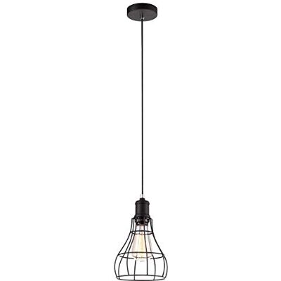 LUSSIOL Hanglamp Houston, metaal, 40 W, zwart, Ø16 x H26 cm LUSSIOL Hanglamp Houston, metaal, 40 W, zwart, Ø16 x H26 cm