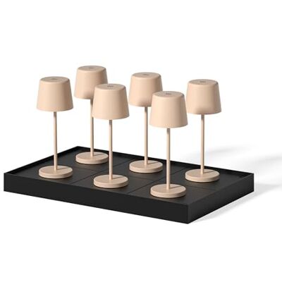 Lumisky KELLYL Mini SAND witte dimbare aluminium touch tafellampen 6 stuks met laadplaat Lumisky KELLYL Mini SAND witte dimbare aluminium touch tafellampen 6 stuks met laadplaat