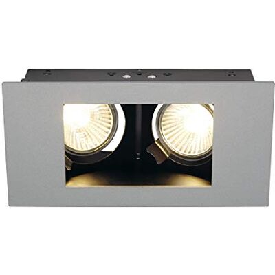 SLV plafondinbouwarmatuur INDI REC 2S / spot, schijnwerper, plafondspot, plafondarmatuur, inbouwarmatuur led, binnenverlichting / GU10 35 W grijs SLV plafondinbouwarmatuur INDI REC 2S / spot, schijnwerper, plafondspot, plafondarmatuur, inbouwarmatuur led, binnenverlichting / GU10 35 W grijs
