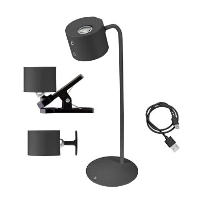BEPER P201UTP304 Luminì lamp met 3 functies, inclusief tafellamp, lamp met clip en wandaccessoire, inclusief oplaadbare lamp met USB-kabel, Touch schakelaar aan, Verstelbaar licht, Zwart BEPER P201UTP304 Luminì lamp met 3 functies, inclusief tafellamp, lamp met clip en wandaccessoire, inclusief oplaadbare lamp met USB-kabel, Touch schakelaar aan, Verstelbaar licht, Zwart