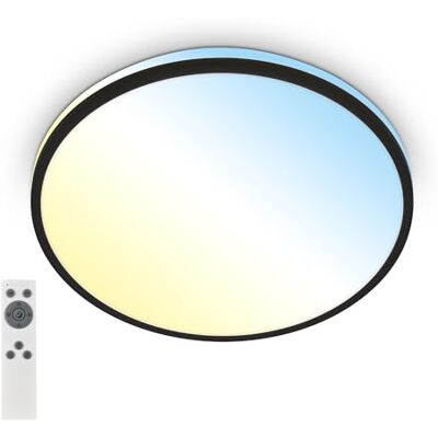 Briloner LED plafondlamp met afstandsbediening, warm wit tot koel wit, traploos dimbaar, LED lamp, LED plafondlamp, woonkamerlamp, keukenlamp, plafondverlichting, 33 x 6 cm, zwart Briloner LED plafondlamp met afstandsbediening, warm wit tot koel wit, traploos dimbaar, LED lamp, LED plafondlamp, woonkamerlamp, keukenlamp, plafondverlichting, 33 x 6 cm, zwart