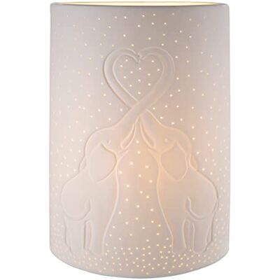 GILDE Lamp Olifantenliebe tafellamp decoratie woonkamer porselein wit hoogte 28 cm GILDE Lamp Olifantenliebe tafellamp decoratie woonkamer porselein wit hoogte 28 cm