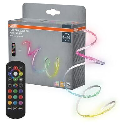 OSRAM Flex Bendable RGBW LED strip 3M, inclusief afstandsbediening, zelfklevend, dimbaar, met batterij en montagetoebehoren OSRAM Flex Bendable RGBW LED strip 3M, inclusief afstandsbediening, zelfklevend, dimbaar, met batterij en montagetoebehoren