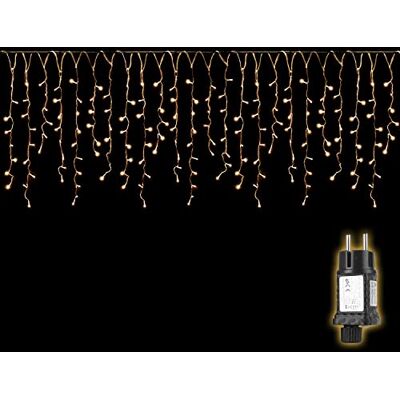 SALCAR 5m LED-lichtgordijn ijsregen + 3m voedingskabel, decoratieve LED-lichtketting met 200 spatwaterdichte LED's, 31V veiligheidsvoeding, 8 bedrijfsmodi met geheugenfunctie warm wit SALCAR 5m LED-lichtgordijn ijsregen + 3m voedingskabel, decoratieve LED-lichtketting met 200 spatwaterdichte LED's, 31V veiligheidsvoeding, 8 bedrijfsmodi met geheugenfunctie warm wit