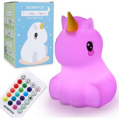 BONNYCO Nachtlampje voor Kinderen met Afstands- & Aanraakbediening en 16 Kleuren. Nachtlamp Kinderkamer Timer, Eenhoorn Siliconen Kinder Bedlampje BPA-vrij. Geschenk voor Meisjes en Jongens BONNYCO Nachtlampje voor Kinderen met Afstands- & Aanraakbediening en 16 Kleuren. Nachtlamp Kinderkamer Timer, Eenhoorn Siliconen Kinder Bedlampje BPA-vrij. Geschenk voor Meisjes en Jongens