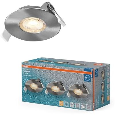OSRAM LED inbouwspot set DIM IP44 4,9 W nikkel gesatineerd set van 3 badkamer dimbaar en draaibaar warmwit 2700K OSRAM LED inbouwspot set DIM IP44 4,9 W nikkel gesatineerd set van 3 badkamer dimbaar en draaibaar warmwit 2700K