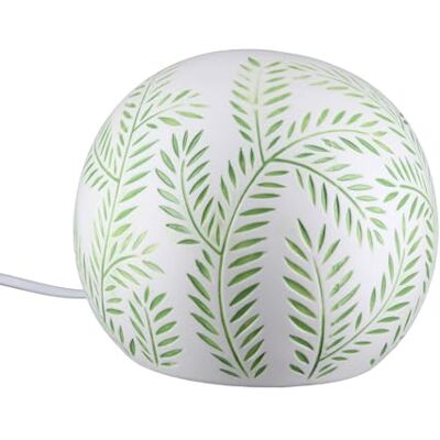 GILDE Tafellamp Leave porselein wit mat varenmotief kogellamp hoogte 14cm x Ø 16cm zonder lampen GILDE Tafellamp Leave porselein wit mat varenmotief kogellamp hoogte 14cm x Ø 16cm zonder lampen