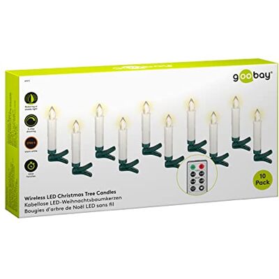 goobay 49873 Draadloze led-kerstboomkaarsen met timerfunctie, ledkaarsen met afstandsbediening, flikkerende vlam, kerstboomkaarsen, elektrische kaarsen, boomkaarsen, set van 10, wit goobay 49873 Draadloze led-kerstboomkaarsen met timerfunctie, ledkaarsen met afstandsbediening, flikkerende vlam, kerstboomkaarsen, elektrische kaarsen, boomkaarsen, set van 10, wit