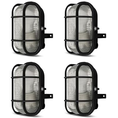 REV kelderlamp voordeelset 4x natte kamerlamp ovaal 4,8W, 470lm, zwart IP44, E27-fitting, te gebruiken als plafond- of wandlamp REV kelderlamp voordeelset 4x natte kamerlamp ovaal 4,8W, 470lm, zwart IP44, E27-fitting, te gebruiken als plafond- of wandlamp