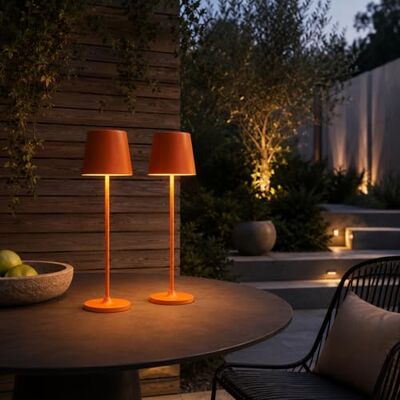 Lightbox set van 2 LED tafellampen voor binnen & buiten 37 cm / 23 cm set van 2, LED tafellamp voor buiten, 37 cm, 310lm, touchdimmer, USB, oranje Lightbox set van 2 LED tafellampen voor binnen & buiten 37 cm / 23 cm set van 2, LED tafellamp voor buiten, 37 cm, 310lm, touchdimmer, USB, oranje